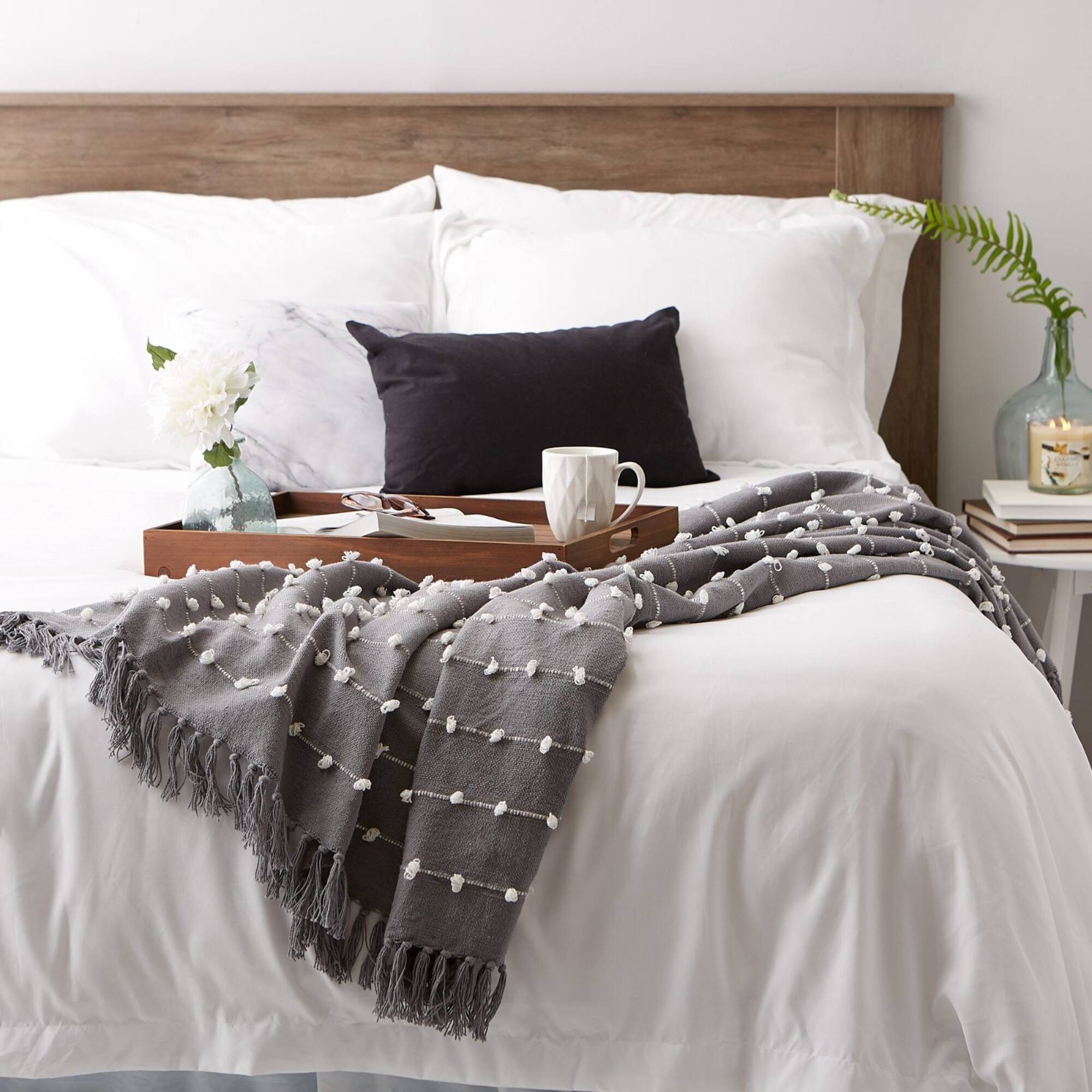 DII® Gray Woven Loop Throw